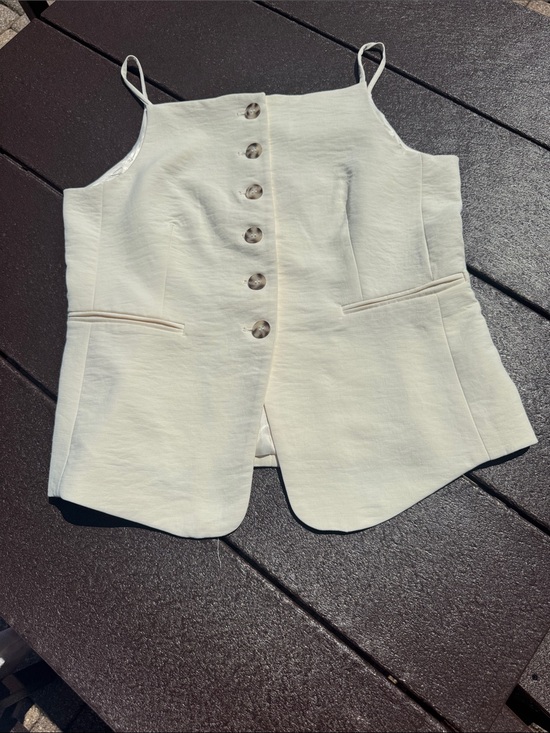 Christian Lacroix Jackets & Blazers - Christian Lacroix Cream Button-Front Sleeveless Vest